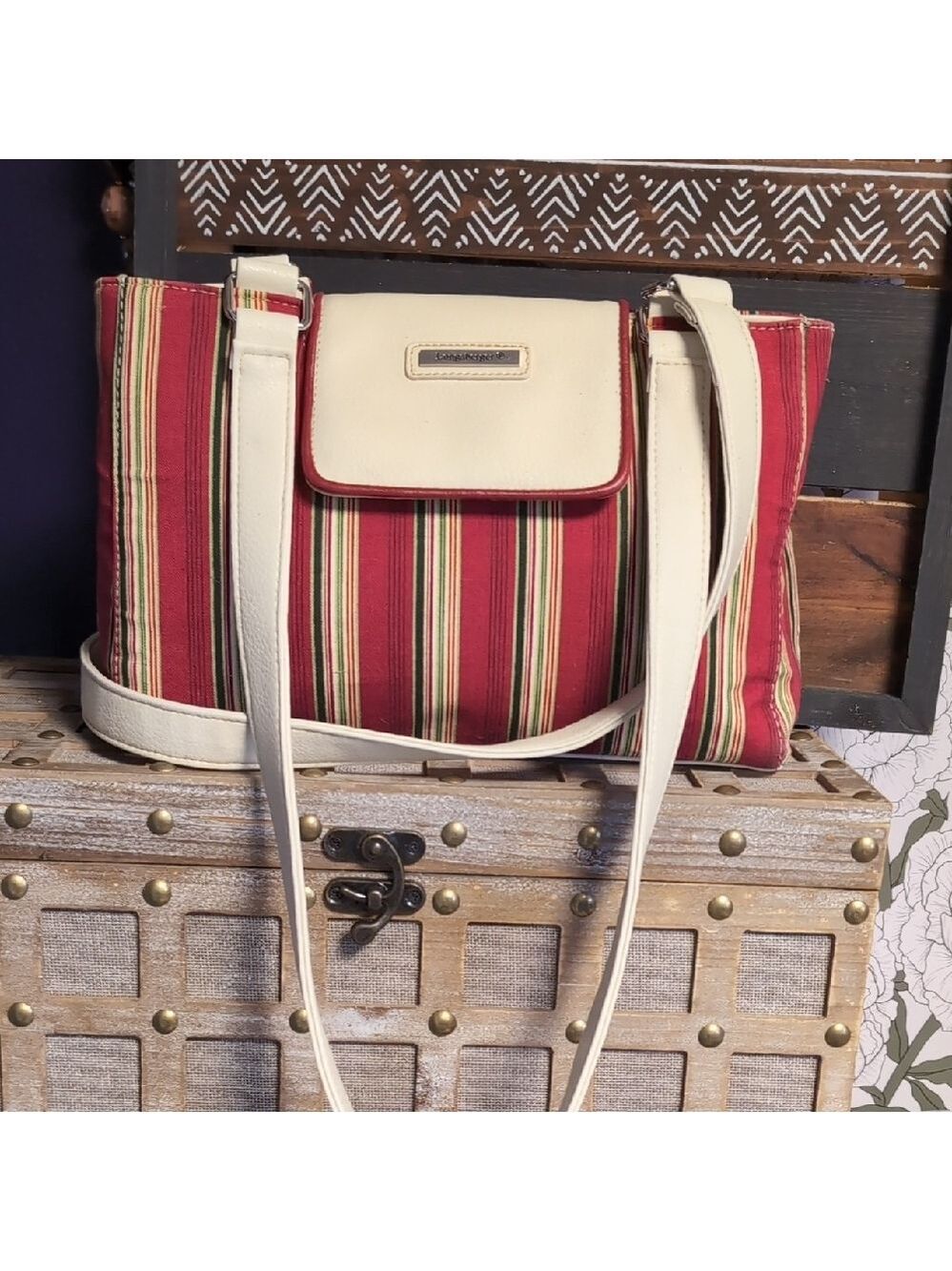 Homestead Holiday Stripe Bag By Longaberger - Picture 4 of 14